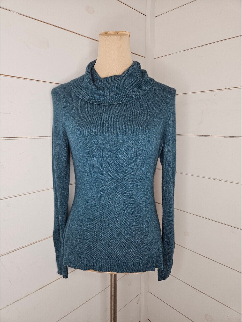 Loft by Ann Taylor medium petite blue super soft rabbit hair turtleneck sweater
